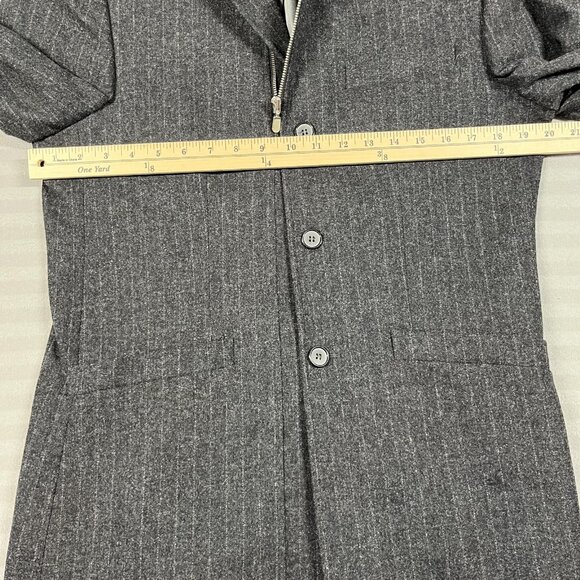America Blazer Mens S Gray Pinstripe Wool Blend 3 Button Zip Insert Sport Coat - Picture 8 of 11